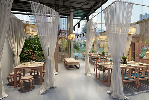 黄南200平禅意中式风格奶茶咖啡店装修设计效果图