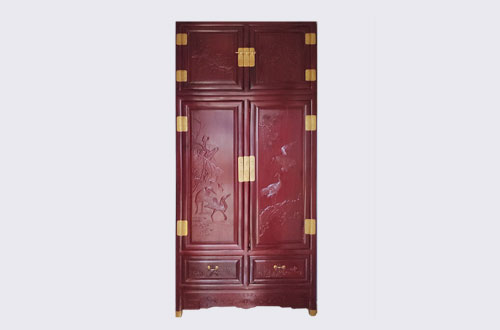 黄南高端中式家居装修深红色纯实木衣柜